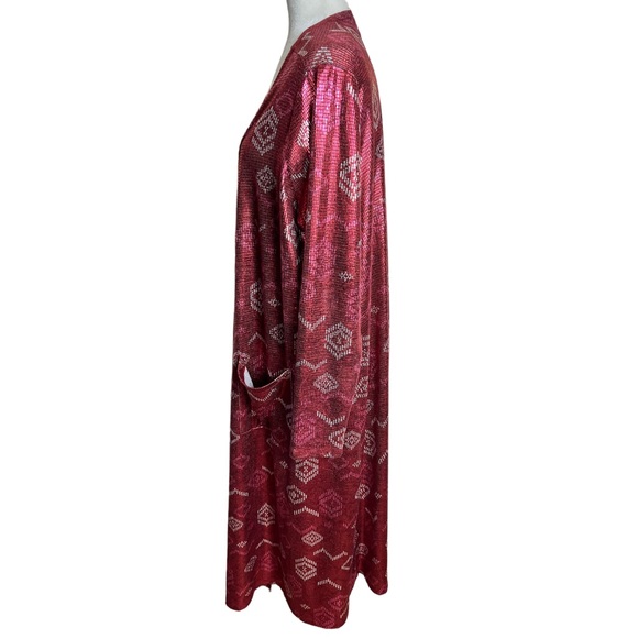 Women's Lularoe mid-calf length Metallic Sarah Cardigan with pockets Size Large - Picture 5 of 10